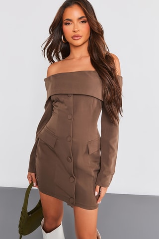 Vestido-camisa - Castanho