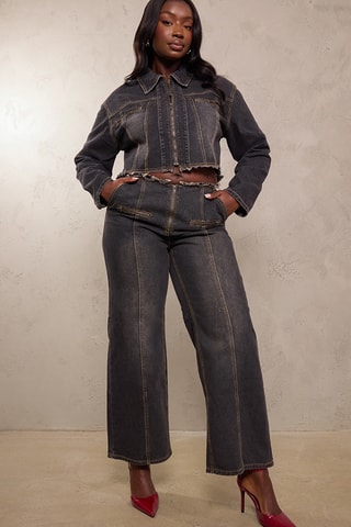 Giacca cropped in jeans - Nero