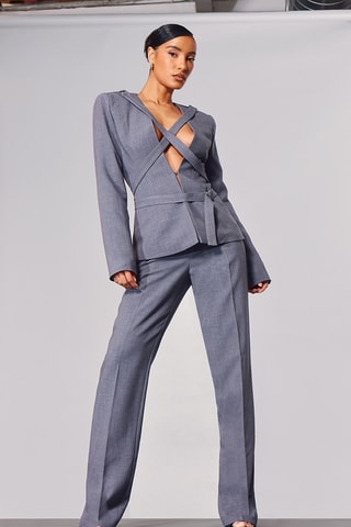 Pantaloni straight - Grigio melange