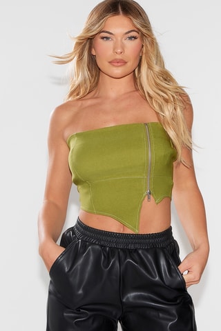 Crop top bustier - Verde oliva