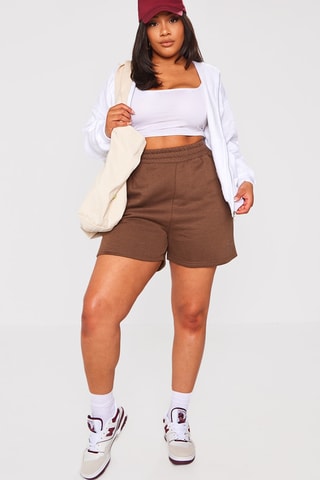 Shorts a vita alta - Marrone