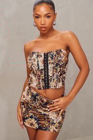 Crop top bustier - Nero e beige