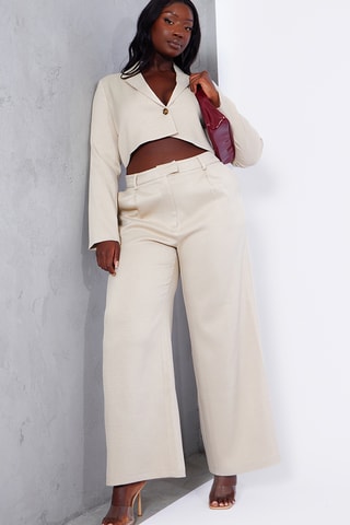 Pantaloni a vita alta - Beige