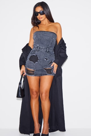 Abito bustier in jeans - Nero