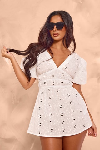 Abito a campana in sangallo - Bianco