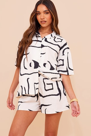 Camicia oversize - Ecrù e nero