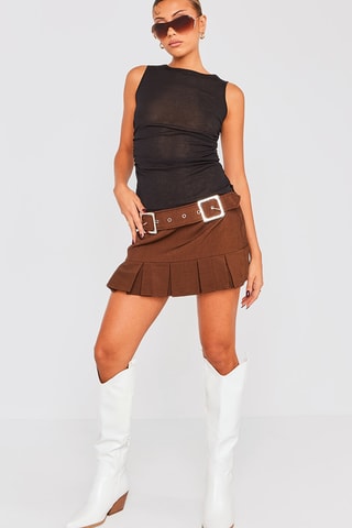 Minijupe en jean - Marron foncé et argenté