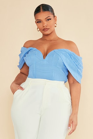 Top drappeggiato - Celeste