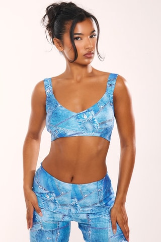 Crop top in jeans - Azzurro