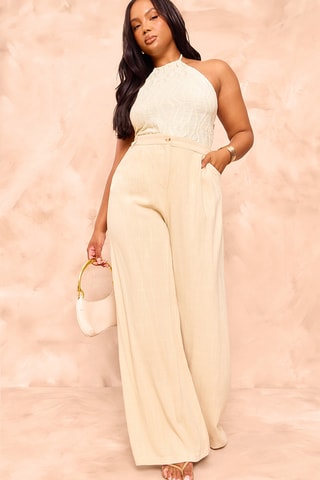 Pantaloni a vita alta - Beige