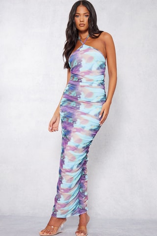 Vestido comprido tie and dye - Turquesa