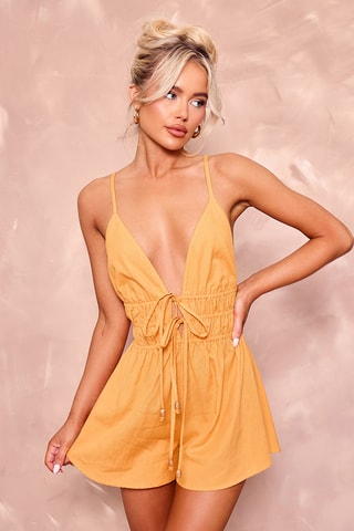 Abito taglio dritto in lino - Arancione