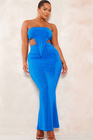 Gonna lunga a vita alta - Blu elettrico