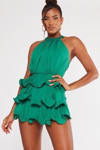 Abito con volant - Verde smeraldo