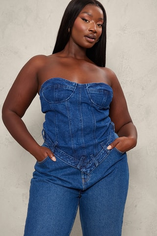 Top bustier in jeans - Blu scuro