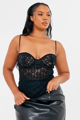 Canotta in pizzo - Nero