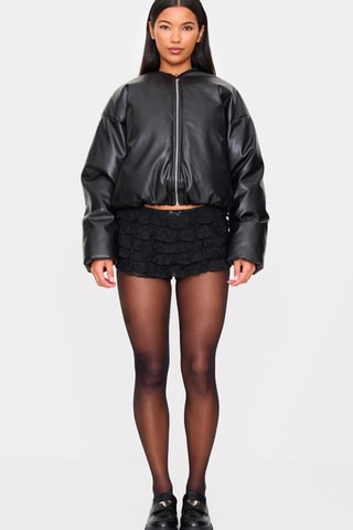 Bomber e minigonna in pizzo - Nero