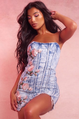 Abito bustier - Blu e rosa
