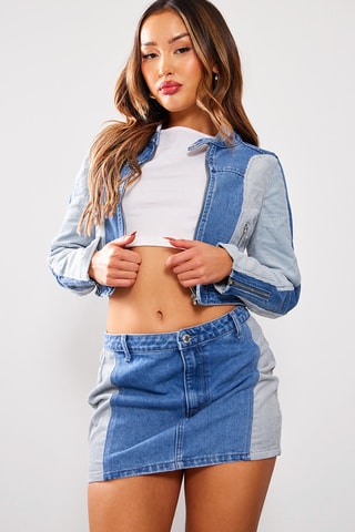 Giacca bimateriale - Blu