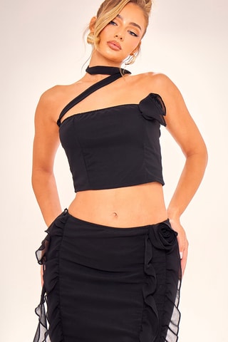 Crop top asimmetrico - Nero