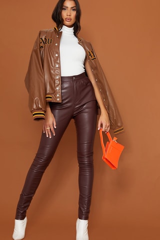 Treggings a vita alta - Marrone