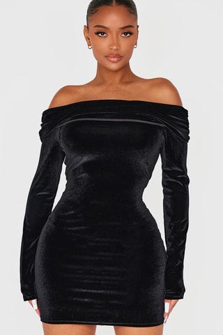 Vestido justo em veludo - Preto