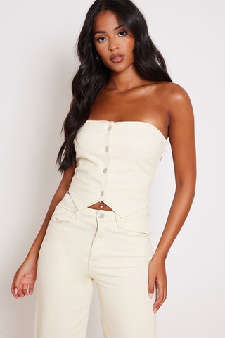 Top bustier in jeans - Beige