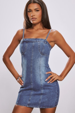 Abito taglio dritto in jeans - Indaco