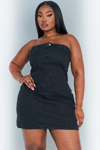 Vestido caicai de ganga - Preto