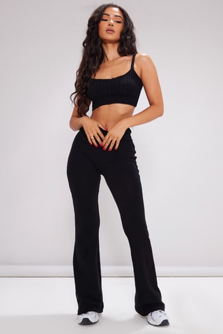 Pantaloni flare a vita alta - Nero