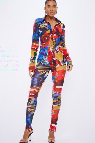 Leggings - Rosso e blu