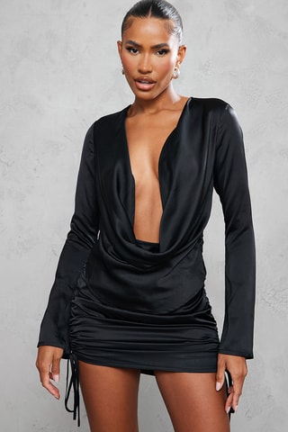 Vestido drapeada - Preto