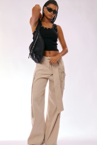 Pantaloni straight - Beige