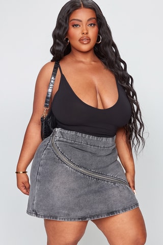 Minigonna in jeans - Grigio