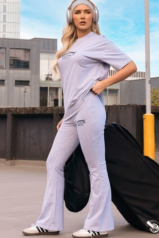 Pantaloni a vita alta - Grigio melange