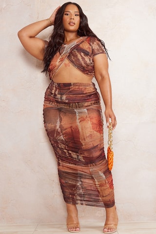 Gonna lunga a vita alta - Marrone