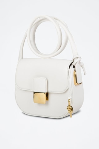 Kalfsleren Mini Schoudertas Desiree - Bottega Veneta - Wit en goudkleurig