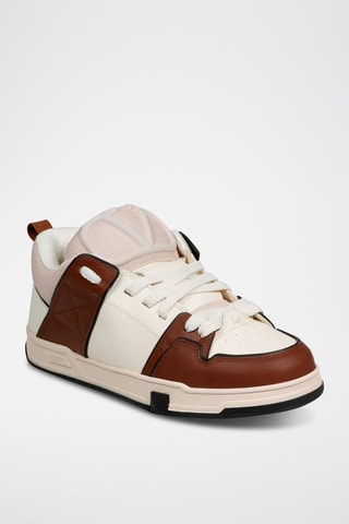 Leren Sneakers - Bruin en Wit - Valentino - Wit en bruin