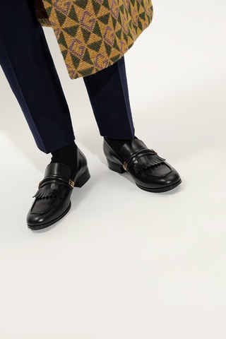 Leren Mocassins Mirrored G - Zwart - Gucci - Zwart en goudkleurig