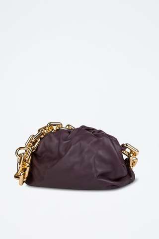 Kalfsleren Handtas - Donkeroord en Goudkleurig - Rood