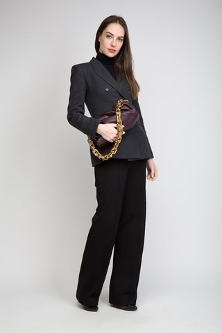 Kalfsleren Handtas - Donkeroord en Goudkleurig - Rood