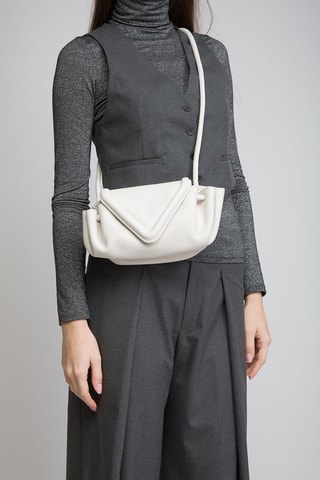 Lamsleren Schoudertas - Wit en Zilverkleurig - Wit