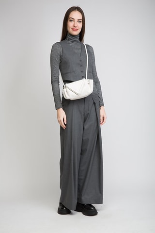 Lamsleren Schoudertas - Wit en Zilverkleurig - Wit