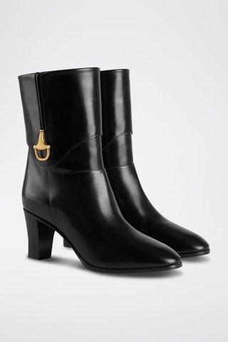 Leren Enkellaarzen Horsebit - Zwart - Gucci - Zwart en goudkleurig