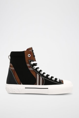 Leren Hoge Sneakers - Zwart - Burberry - Zwart