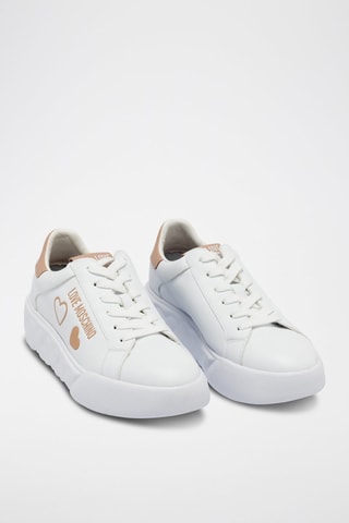 Leren Platform Sneakers - Wit - Wit