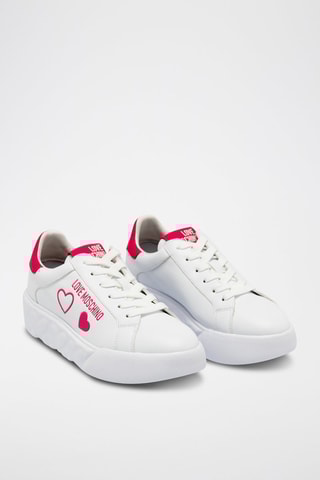 Leren Platform Sneakers - Wit - Wit