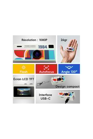 Mini telecamera Retrò 80 - Schermo LCD 0,96 pollici - Grigio