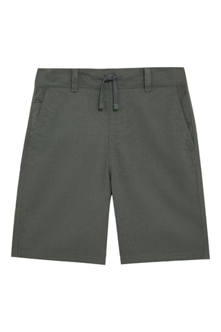 Calções regular em linho - Verde-escuro