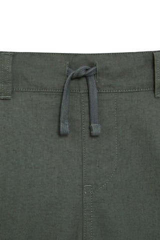 Calções regular em linho - Verde-escuro